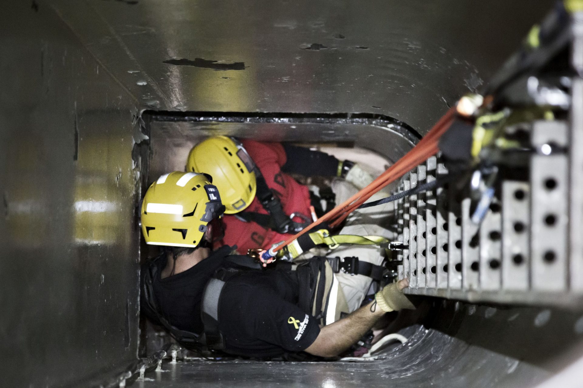 Worker in confined space