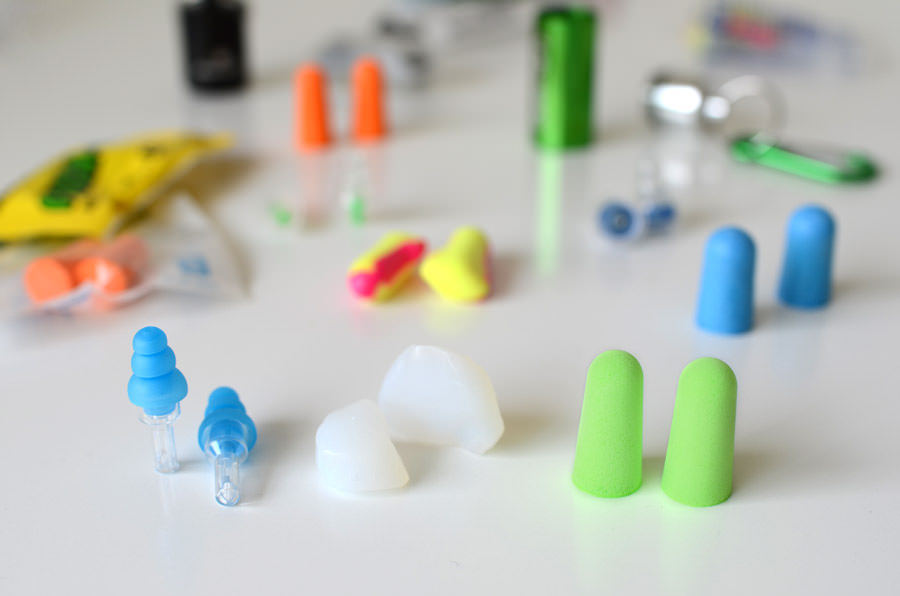 different types and colored ear plugs