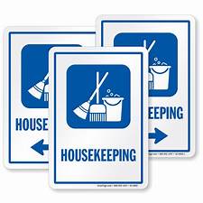 good housekeeping with brooms and cleaning materials
