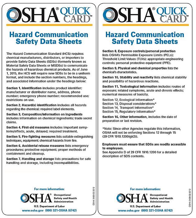 OSHA Quick Card Haz Comm